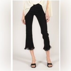 Before You Cropped Raw Frayed Hem Stretchy Jeans Black Size Medium